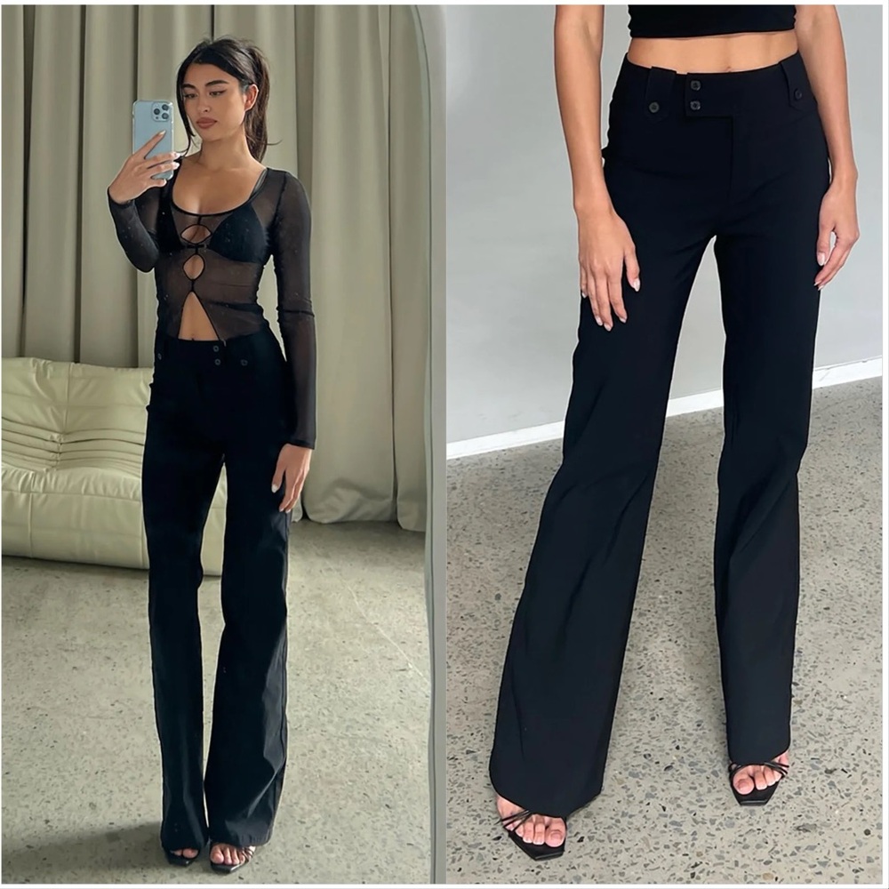 Tiger Mist High Rise Kittie Pants XXS Black Flare Leg